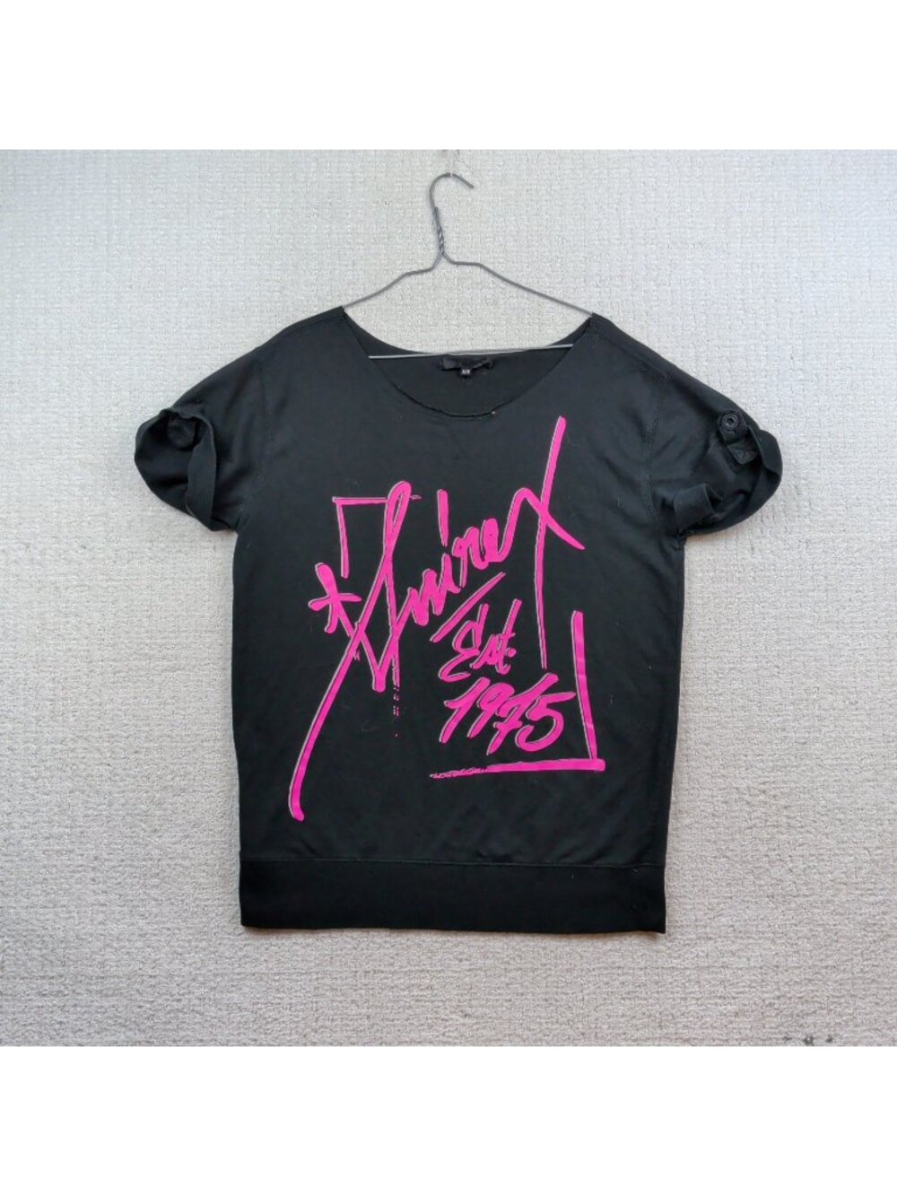 Y2K Avirex Men's Size M T-shirt Distressed Military Grunge Goth Graphic Tee Read